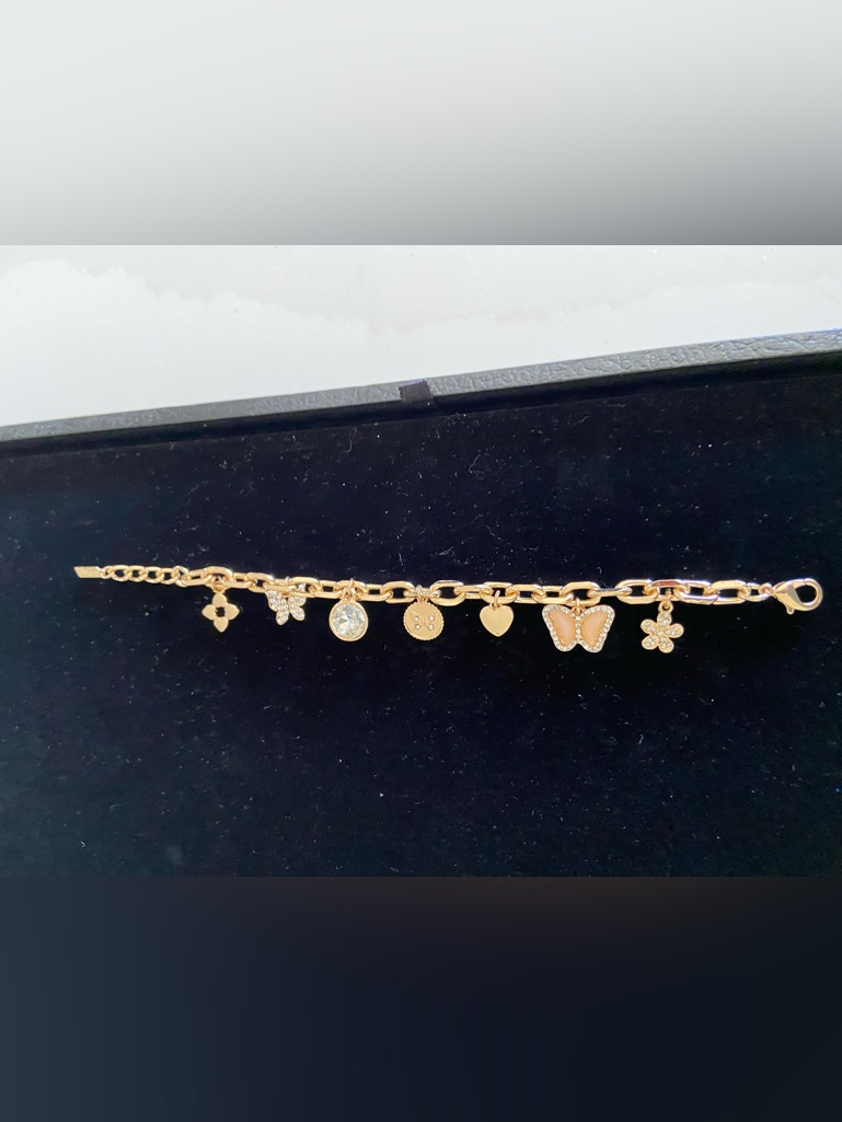 Aldo Butterfly Bracelet Gold Charm Bracelet With Butterfly And Floral Charms